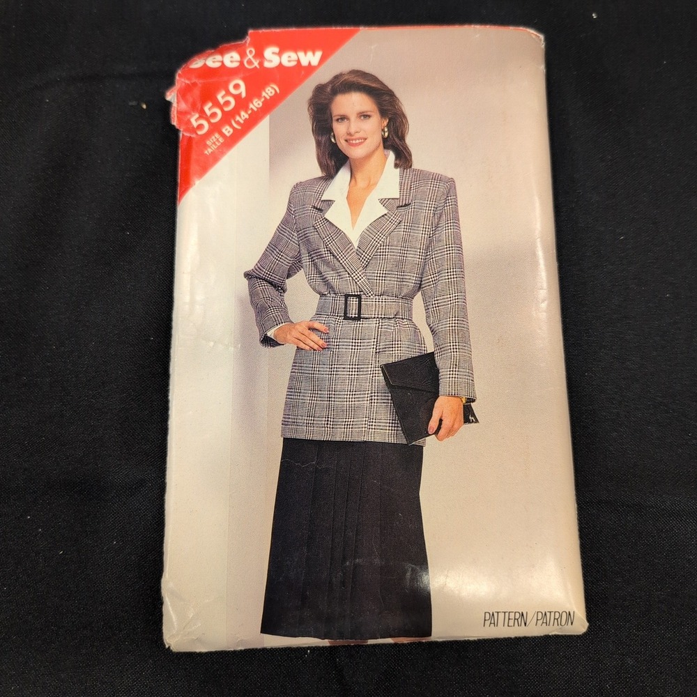 See & Sew 5559 Butterick Sewing Pattern Misses Jacket Belt Skirt Size 14-18 1987 - Picture 1 of 2